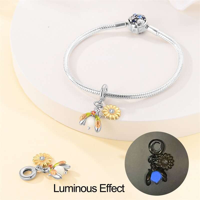925 Sterling Silver Luminous Star Cute Animal Charms wers Plants Beads Fit Original Bracelets DIY Jewelry