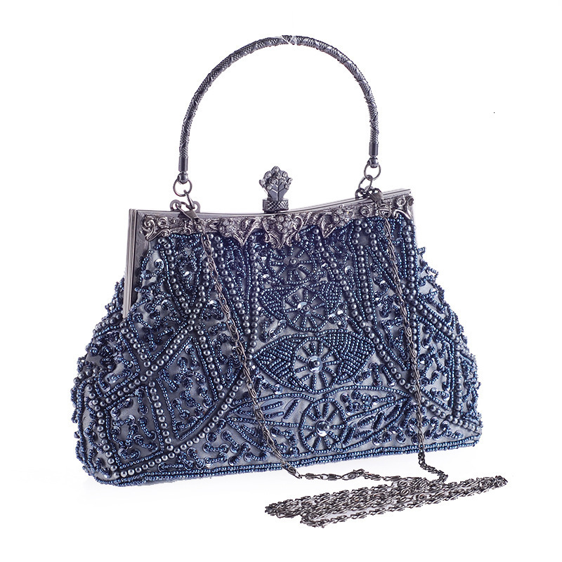 Heavy Craft Beaded Embroidery Evening Dress Handheld Dinner Classic Cheongsam Perfect Match Bridal Bridesmaid Bag 1203