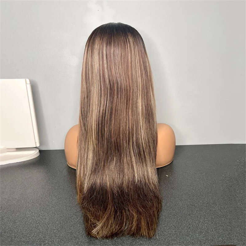 13X6 HD Lace Synthetic Loose Wave Wigs Ombre Brown Wig For Women 24 Inch Pre Plucked With Baby Hair Glueless Daily Wearing
