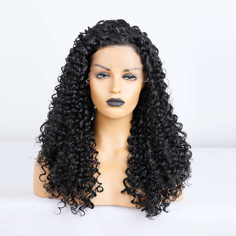 High Density Synthetic Curly Wigs For Women Human Hair 10% Mixed Glueless Heat Resistant Preplucked Lace Front Wig With Babyhair