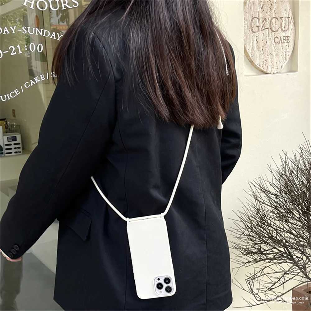 Adjustable Strap Cord Necklace Lanyard Mobile Phone Case For iPhone 16 15 14 13 12 11 Pro Max XS Rope Phone Case P240914