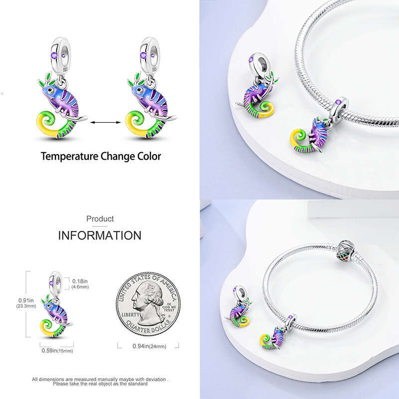 925 Sterling Silver Chameleon Butterfly Change Color Charms Beads Fit Original BraceletsDIY Fine Jewelry Gifts