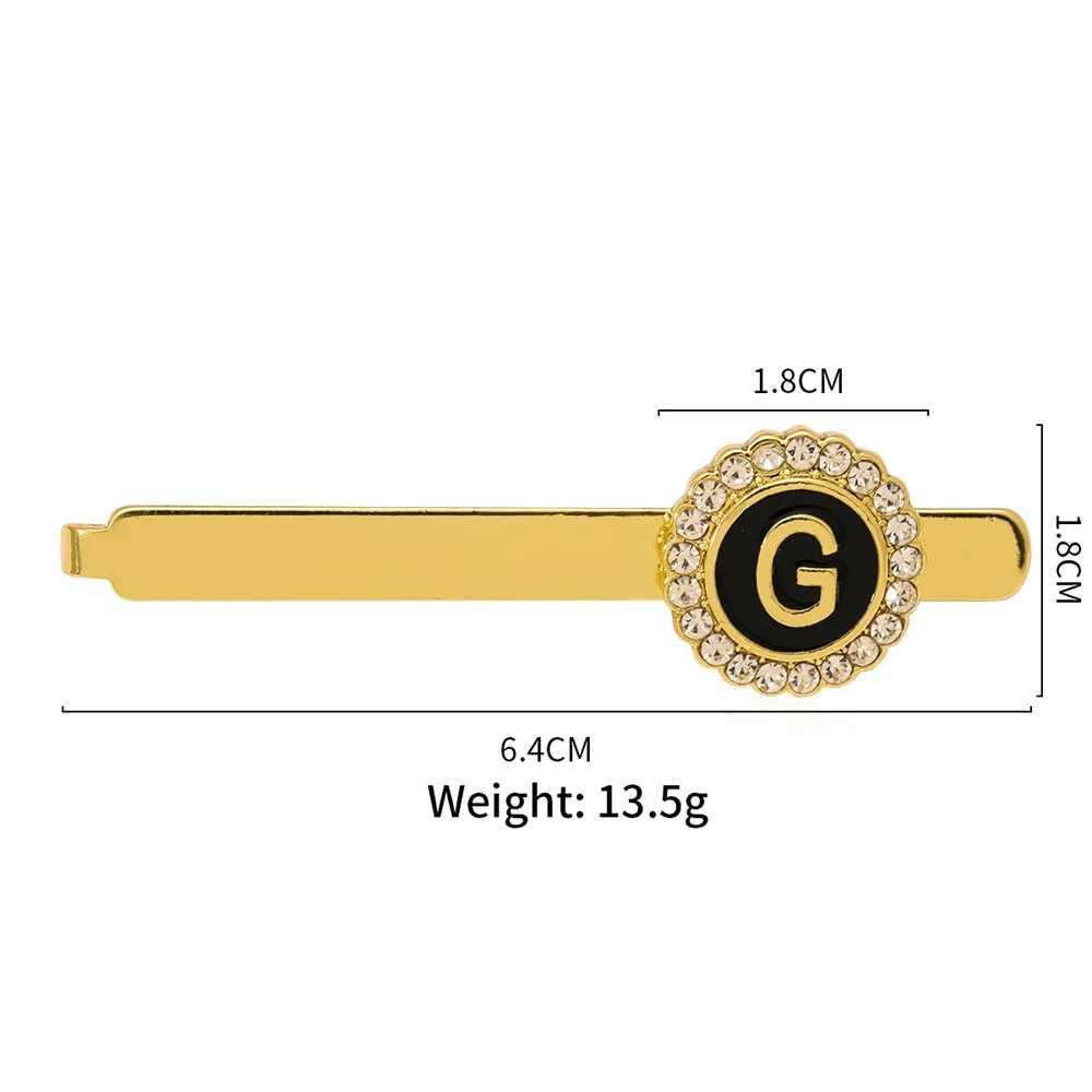 26 Letters Capital Initial A-D-G-Z Tie Clip with Crystal Pattern Surrounding Gold Suitable for Boys Business Official Jewelry Gifts W240914