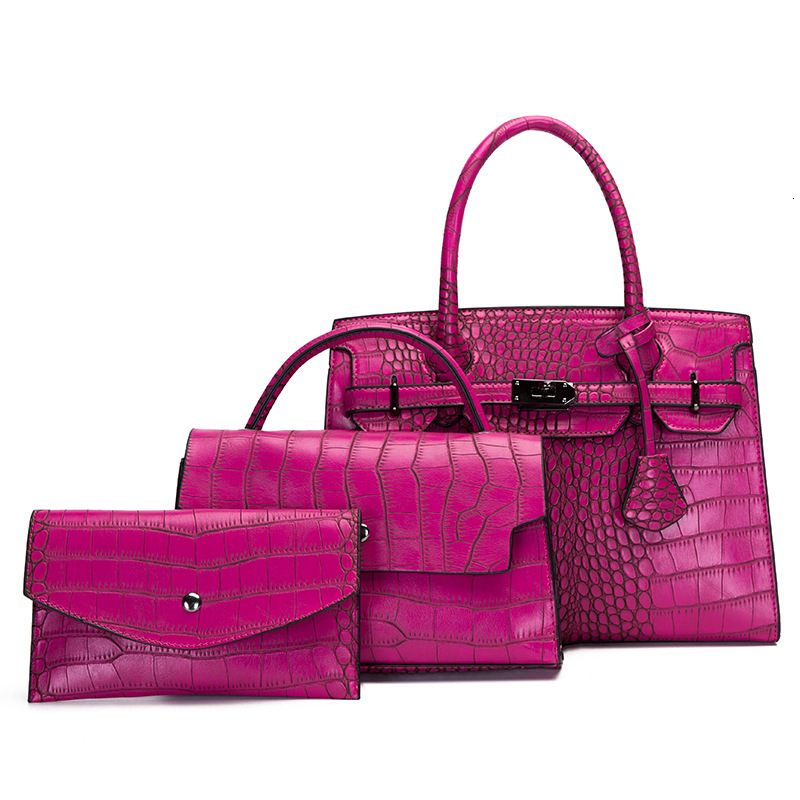 2025 New Fashion One Shoulder Handheld Luxury Bag 3-piece Set With Crocodile Pattern Mother Bag For Women