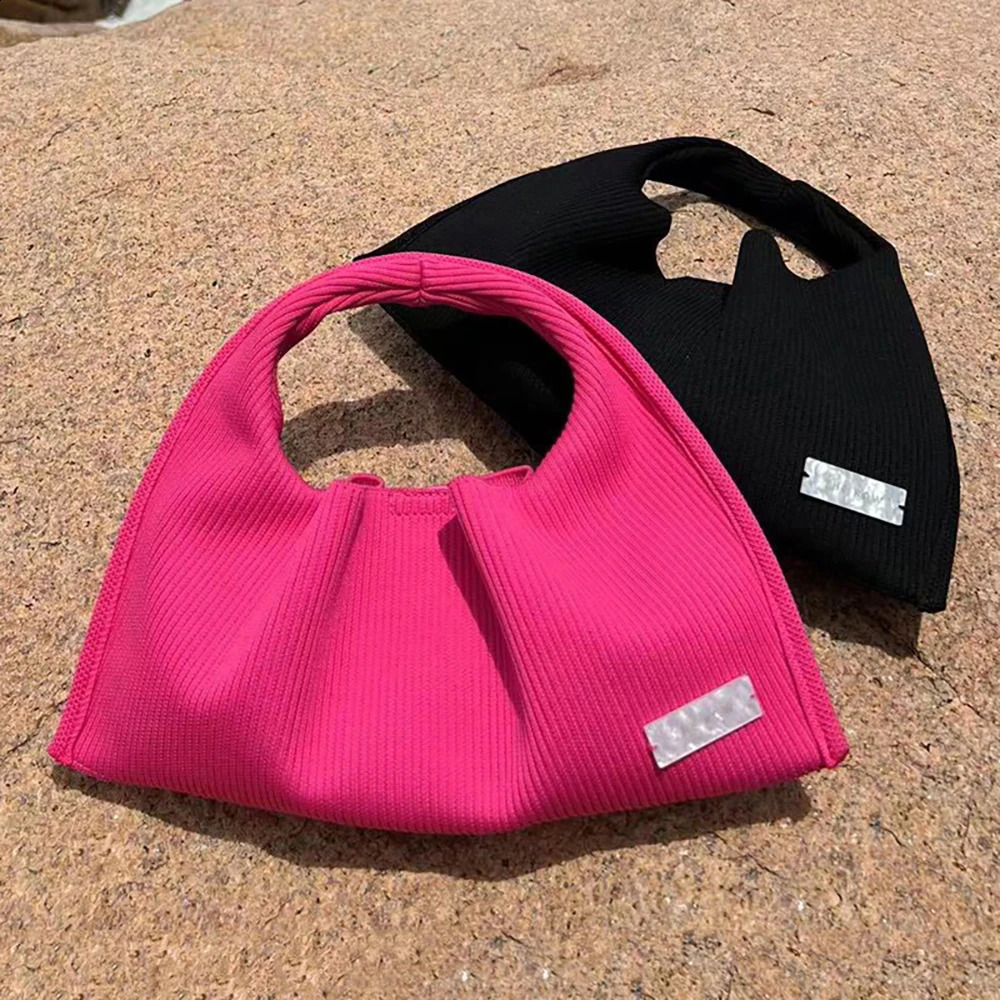 Fashionable trapezoidal homeless ner style handbag knitted canvas casual womens clutch bag 240913
