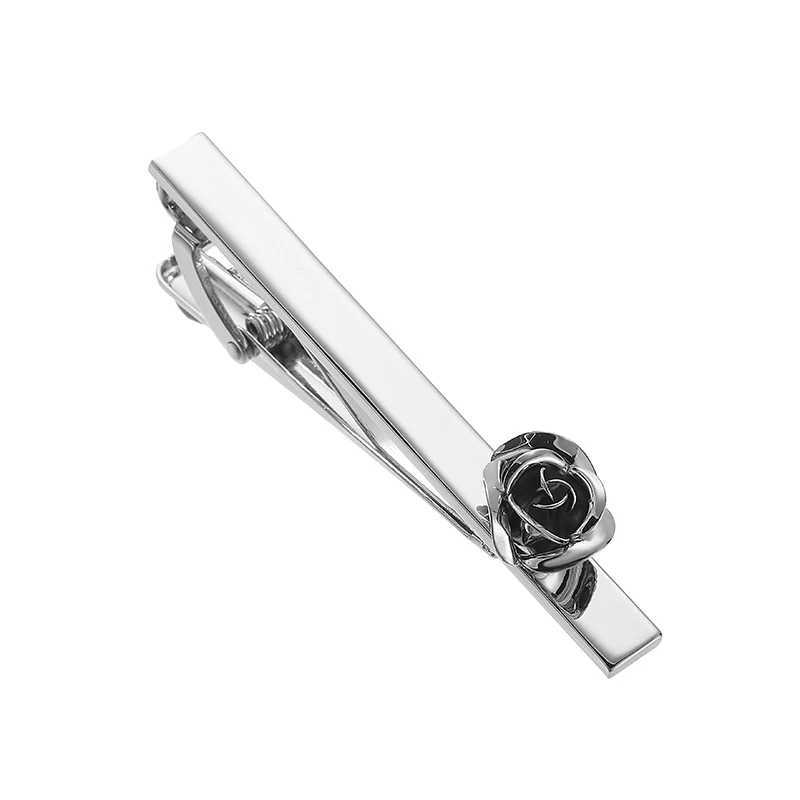 New copper material four-color metal rose tie clip fashion mens wedding accessories tie pin jewelry wholesale W240914