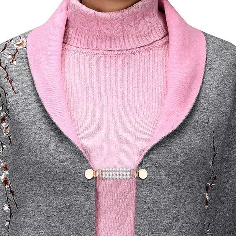 New cardigan with buttons for women elegant pearl like shawl scarf with buttons on the collar vintage decorative pin W240914
