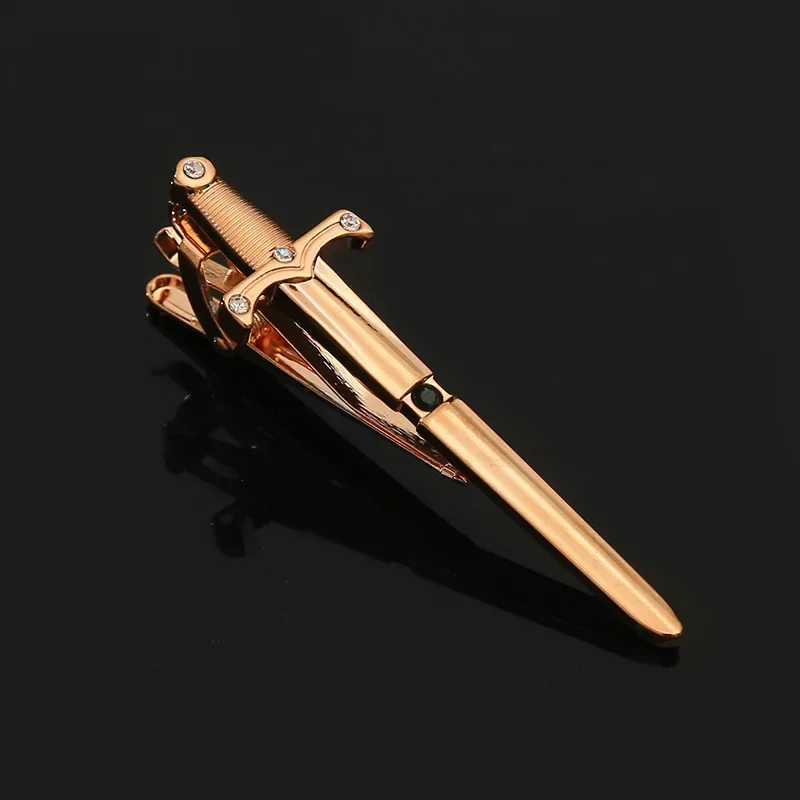 Sword and Tie Clip Personalized Mens Business Banquet Party Formal Dress Shirt Collar Accessories Fashionable and Simple Crystal Tie Clip W240914