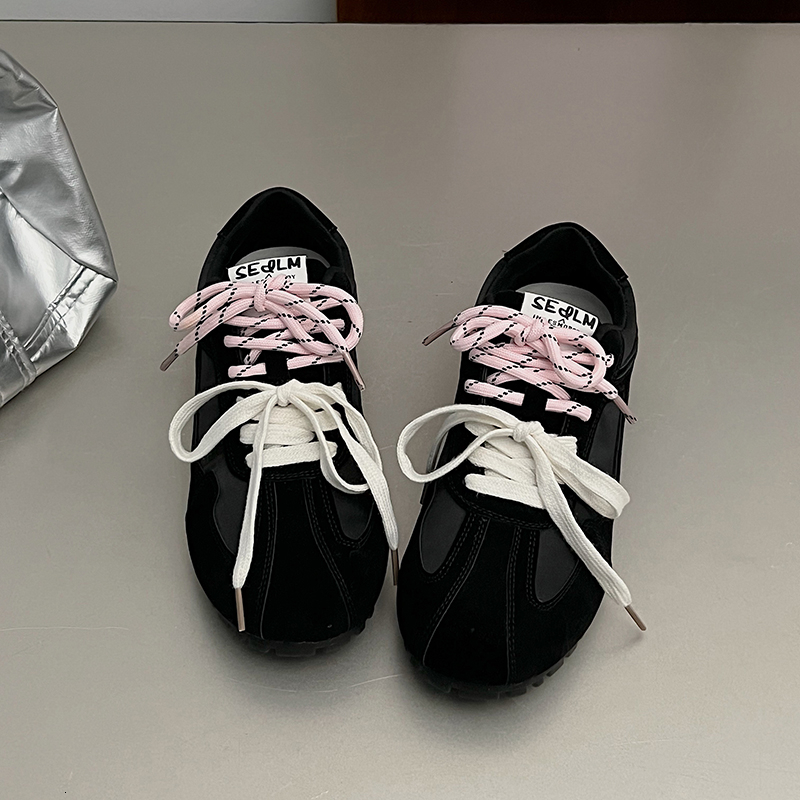 Microfiber Low Heel Fashion Sneakers Lace-up Mixed Colors 2024 High Quality Ladies Spring/autumn Sewing Vulcanize Shoes