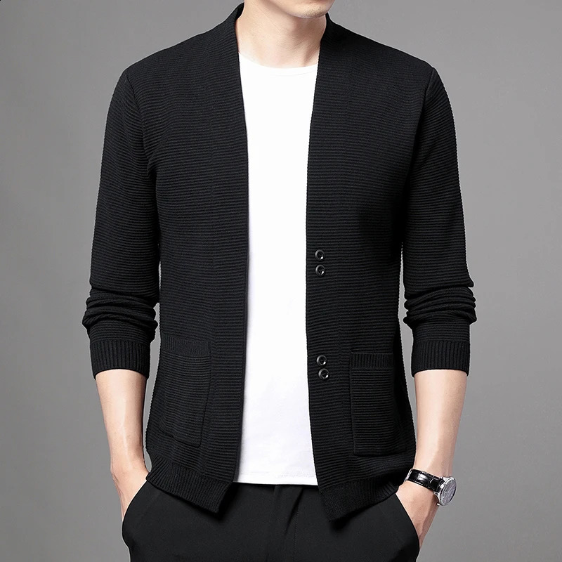 High quality autumn and winter fashion knitted cardigan Korean style slim fit mens casual jacket clothing 240906