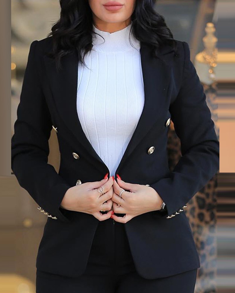 C0527 New Arrival ladies Suits Office Wear Solid Long Sleeve Pants And Blazer Set Elegant Casual Suits Set For Women