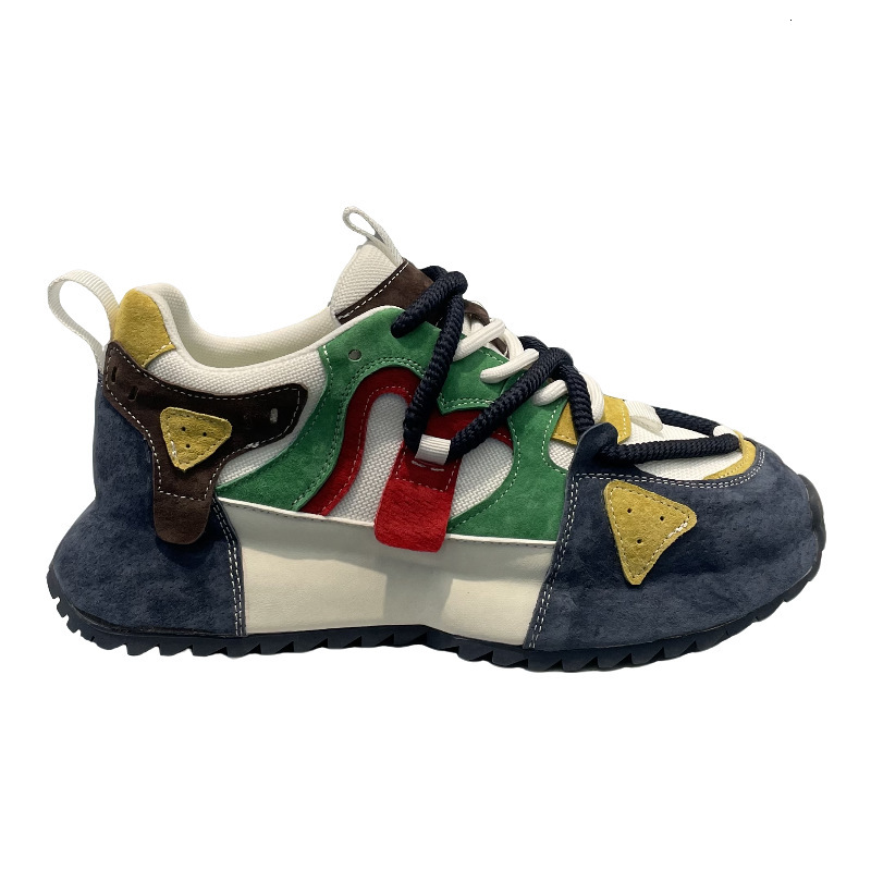Ddmybear Fashionable Versatile Lace Up Suede Leather Surface, Wear-Resistant Sole, Height Increasing, Color Blocked Men's Shoes Chinese Brand Sho