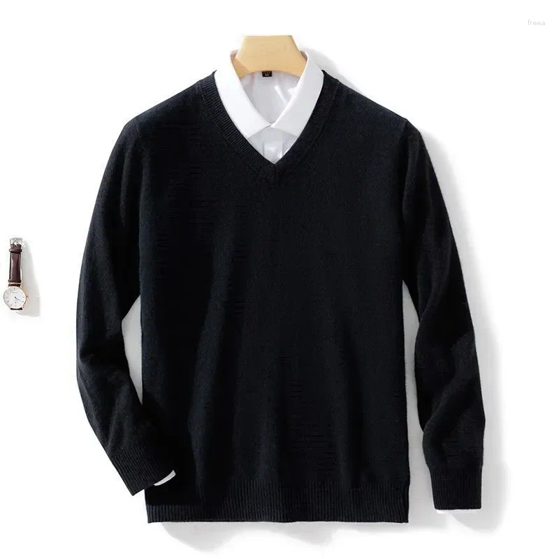 Men's Sweaters Fashion Casual Slim Fit Basic V Neck Knitted Sweater Pullover Male Autumn Winter Warm Knitwear Tops Mens Clothes