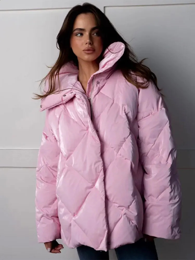 Women Solid Capless Single-breasted Padded Cotton Coat Fashion Zipper Quilted Warm Soft Loose Elastic Short Jackets 240914