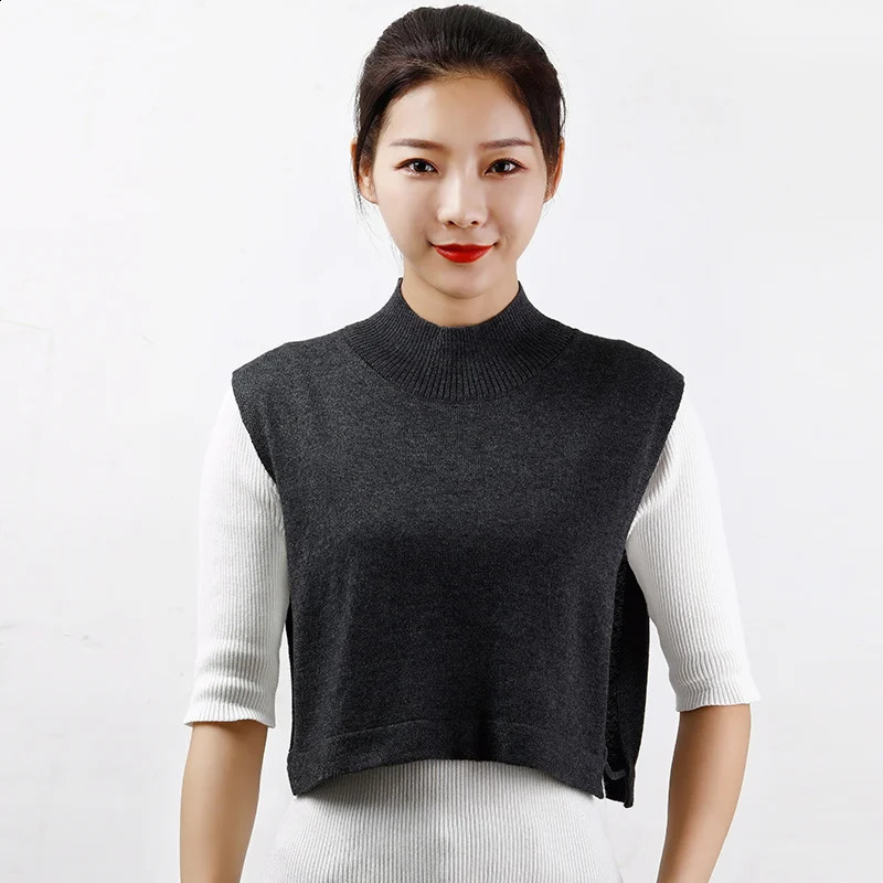 Sparsil Women Cashmere Wool False Collar Autumn Winter Knitted Warm Hooded Scarf Turtleneck Ring Scarves Solid Soft Pullover 240909