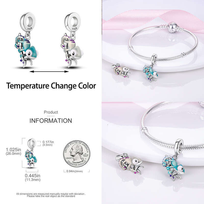 925 Sterling Silver Chameleon Butterfly Change Color Charms Beads Fit Original BraceletsDIY Fine Jewelry Gifts