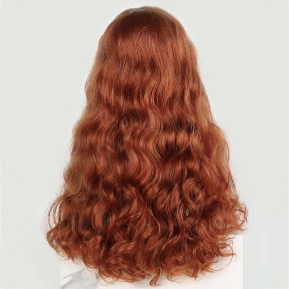 Orange Synthetic Lace Front Heat Friendly Fiber Auburn Long Curly Copper Red Halloween Costume Wig