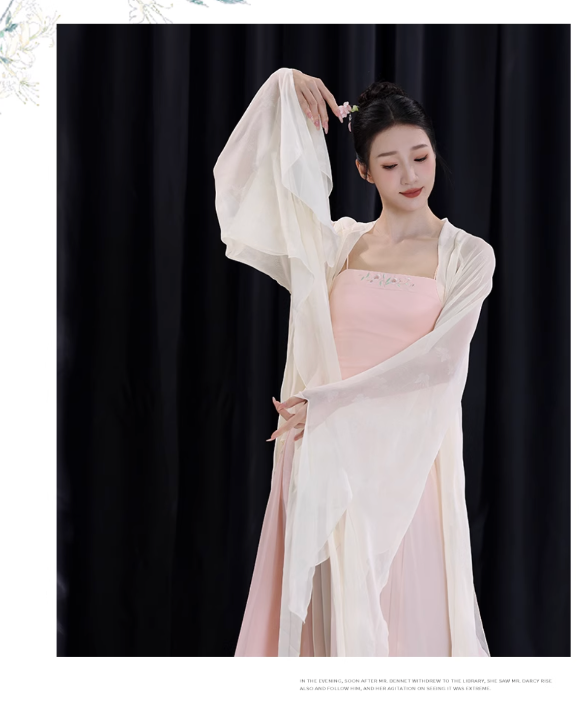 Hanfu Classical Dance Costume for Women Flowing Chiffon Top, Traditional Chinese Performance Wear