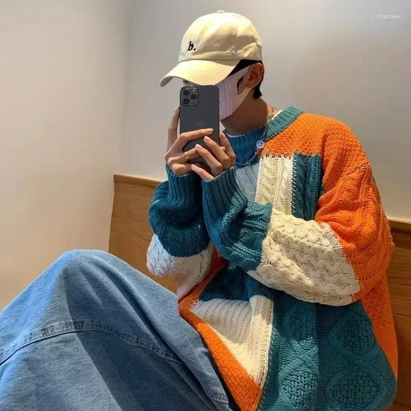 Men's Sweaters Black Zipper Sweater Winter Style Vintage Round Neck Knitted Top Trendy Brand Pullover Line Clothes Jacket