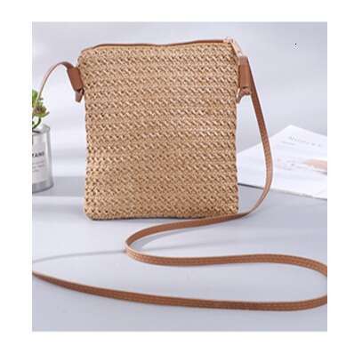 AMZZ Women's Summer New Solid Color Straw Japanese and Korean Ins Art Mobile Small Diagonal Cross Woven Bag