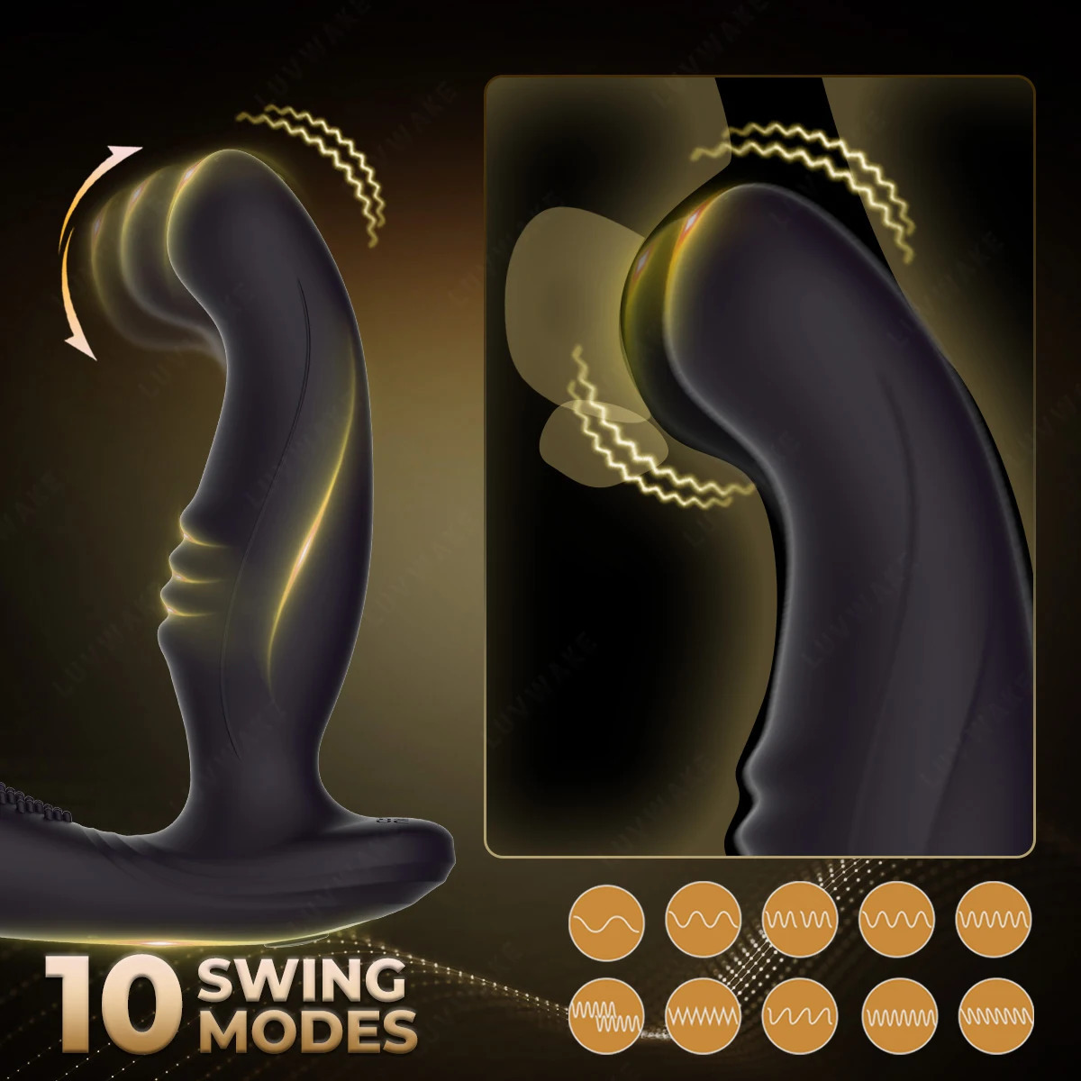 10 Wiggling Anal Plug Butt Prostate Massager Male Sex Toy 240914