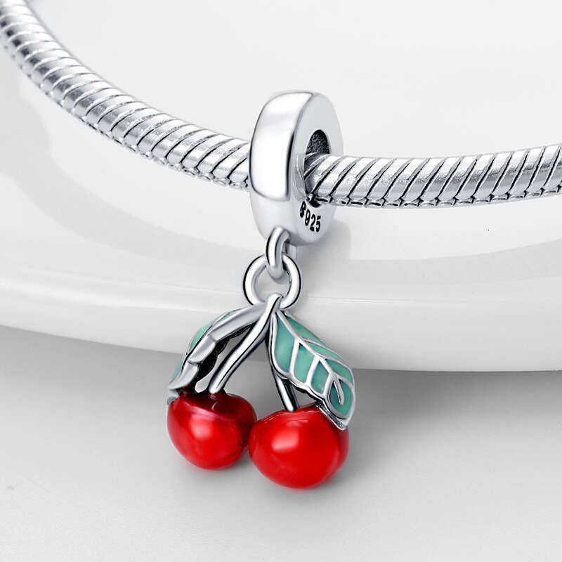 925 Real Sterling Silver Strawberry Lipstick Ladybird Red Charms Bead Fit Original Bracelets For women DIY Jewellery