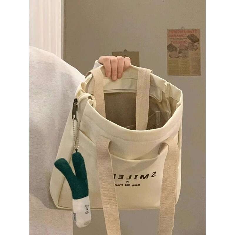 AMZZ College Student Classroom Canvas Women 2024 New Casual Versatile Shoulder With Large Capacity For Work And Commuting Tote Bag 65