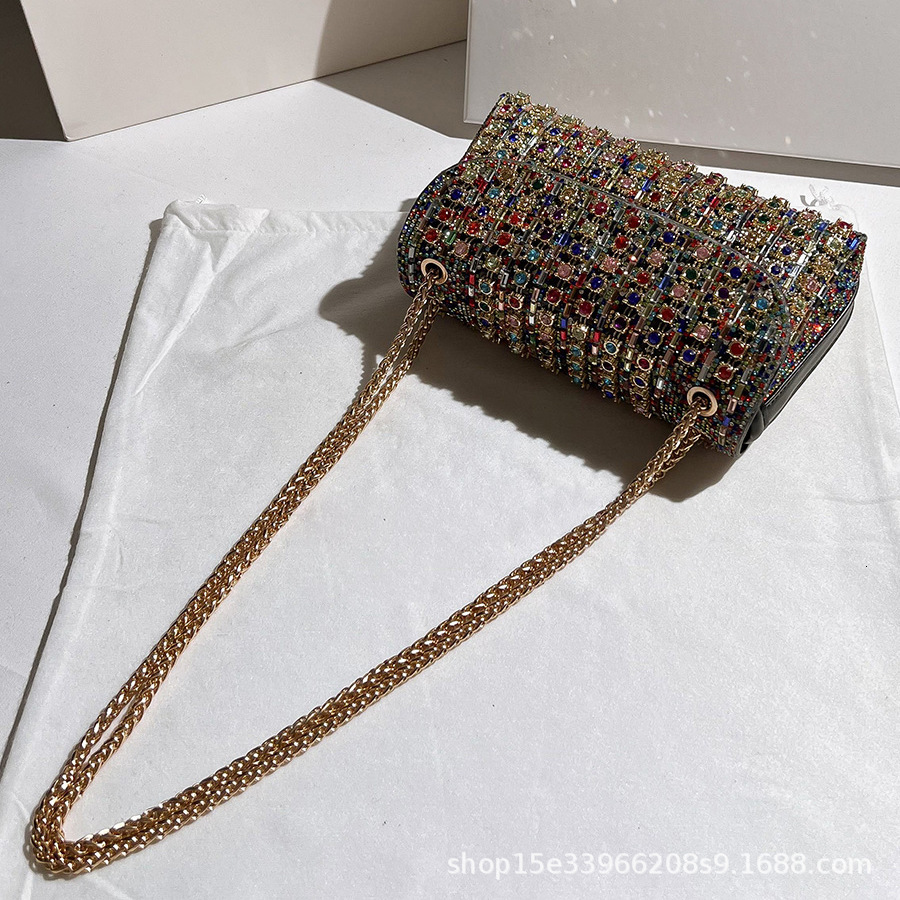 New Celebrity Crossbody Evening Fashionable Diamond Inlaid with High Quality and Exquisite Square Women's Handheld Bag