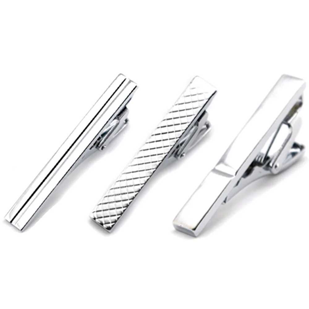 3-Pack Mens 4CM Tight Tie Clip Silver Stainless Steel Neck Buckle Pin BWTZF0022A W240914