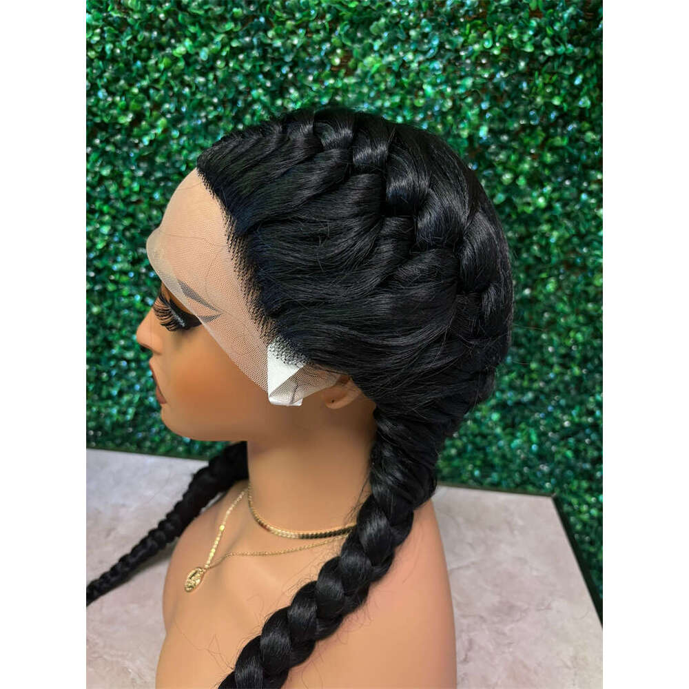 Double Braids For Women Girls Natural Black Synthetic Long Frontal Wig All Lace Cap Wigs Heat Resistant
