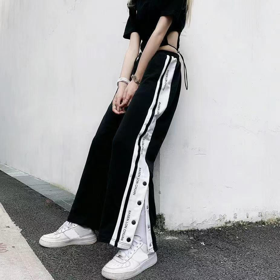 Buckle pants men's summer women's season thin buckle designer sports pants casual pants high street vibe loose Joker trend pants men and wom