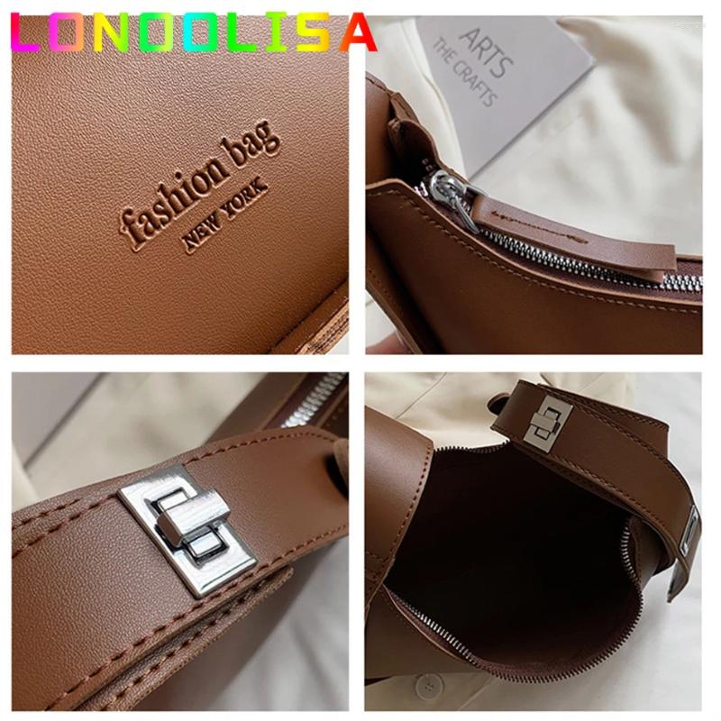 Shoulder Bags Small Designer Women's Black Bag Simple Retro Crossbody Pu Leather Female Handbags Pure Color Bucket Sac a7e5