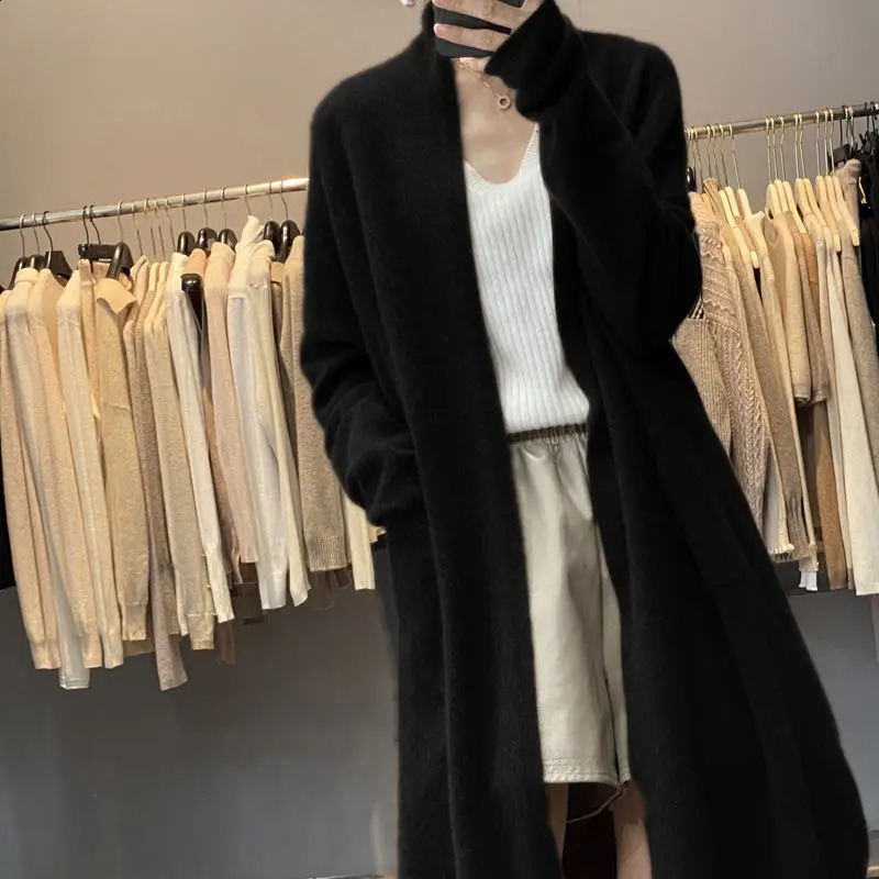 Womens outerwear sweater cardigan womens long sleeved style elegant pocket knitted E1034 240906