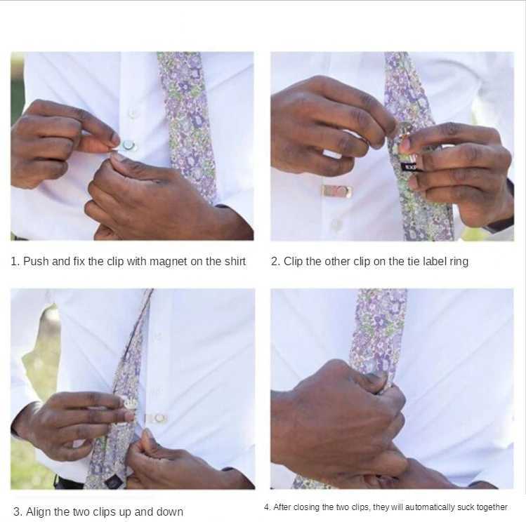 Magnetic invisible tie clip automatically fixed stainless steel metal shirt tie clip creative jewelry mens accessories gift W240914