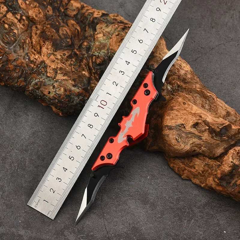 Bat folding knife high hardness self-defense knife unbox knife double-edged pocket knife stainless steel sharp folding knife Y240914