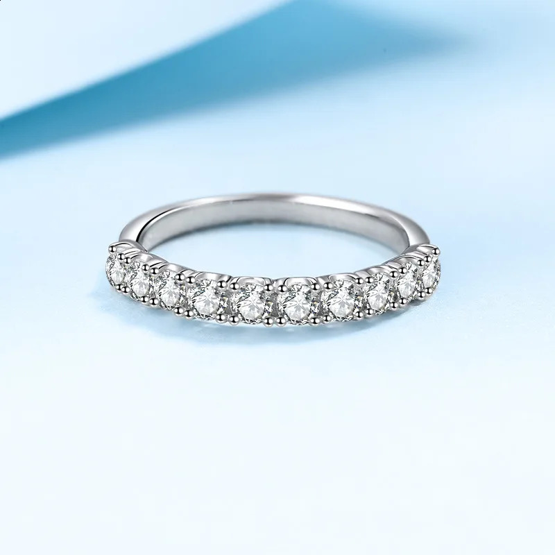 HTOTOH 925 Silver White Gold Bubble Ring for Women Matching Wedding Diamonds Band Engagement 240906