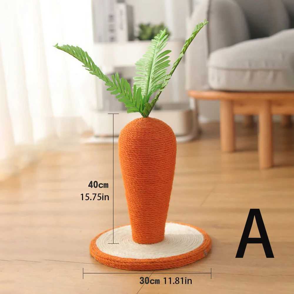Cute Carrot Cat Tree Sisal Hemp Cat Scratch Board 40*30cm Logs Material Cat Tower Scratching Post Griffoir Chat