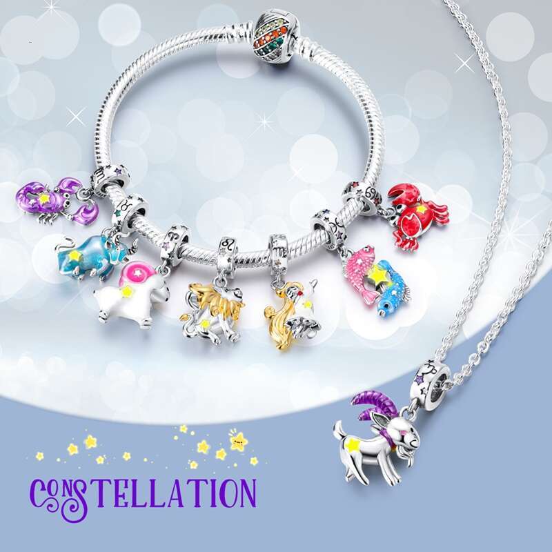 Fit Original Bracelets 925 Sterling Silver Twee Constellations Luminous Charms Bead DIY Jewelry For women Birthday Gift