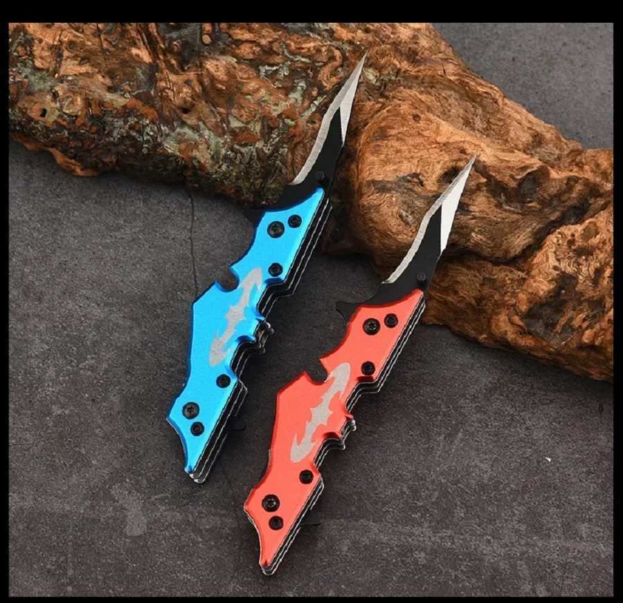 Bat folding knife high hardness self-defense knife unbox knife double-edged pocket knife stainless steel sharp folding knife Y240914