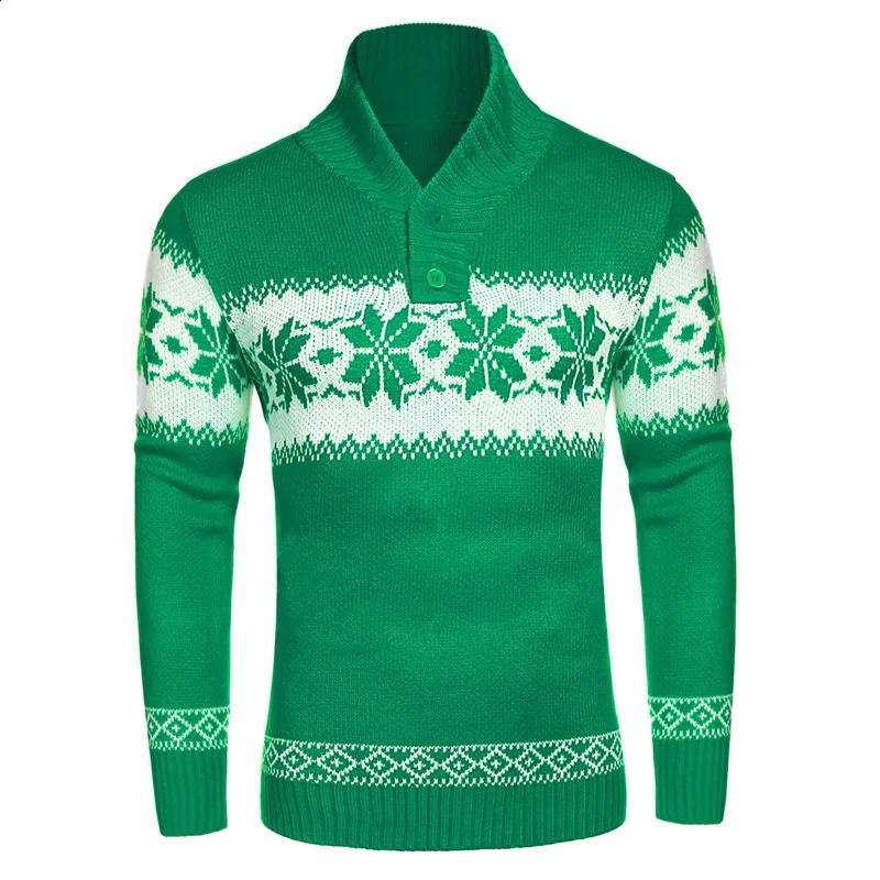 Mens Pullover Sweater Autumn and Winter Long Sleeved Christmas Casual Fashion Jacquard Knitted Sweater Clothing for Men 240904