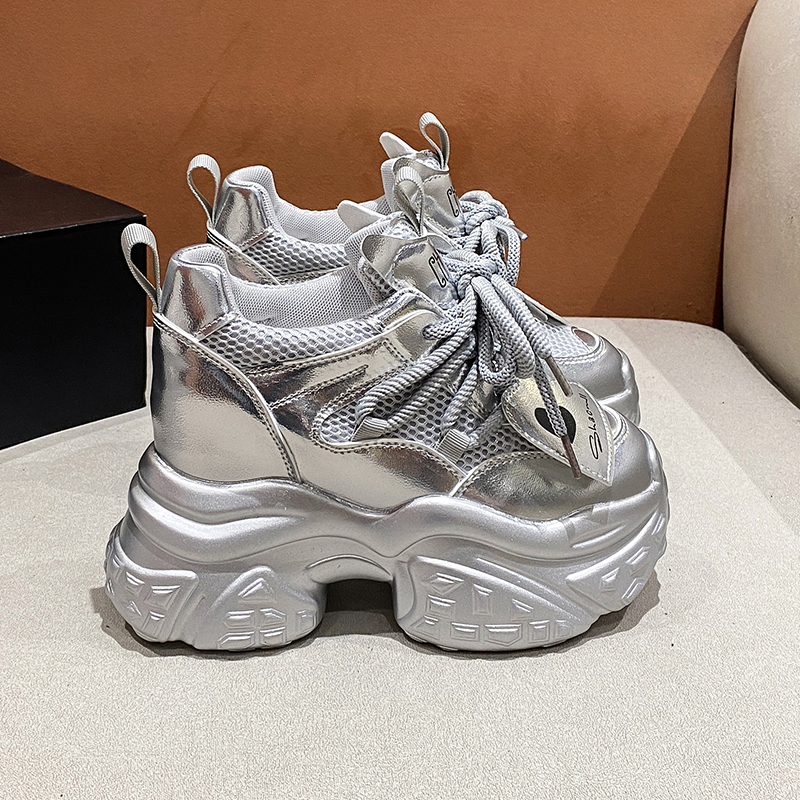 High Platform Shoes Breathable Sports Trainers Casual Thick Bottom Mesh Chunky Sneakers Women atos Mujer 10cm