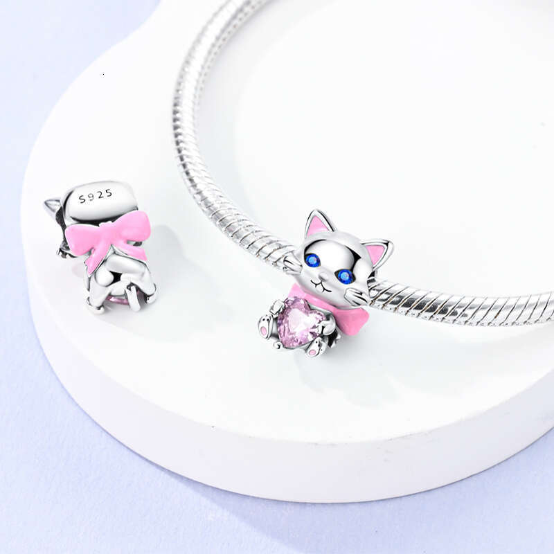 925 Sterling Silver Coffee Cat Rabbit Bear Penguin Charms Bead Fit Original Bracelets DIY Birthday Jewelry Gift