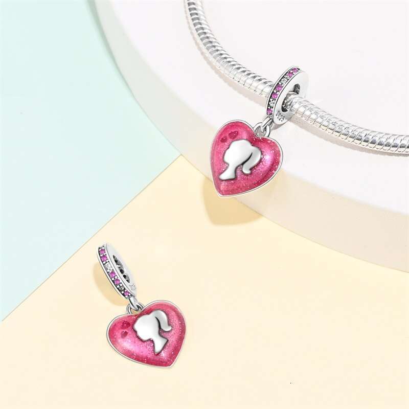 925 Sterling Silver Fashion Princess Pink Bow Charms Beads Fit Original Bracelets DIY Jewelry Anniversary Gifts