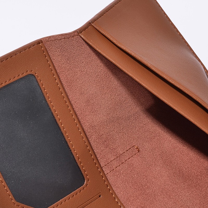 Ins minimalist ultra-thin long women's genuine leather 2024 new style temperament buckle card slot soft cowhide wallet