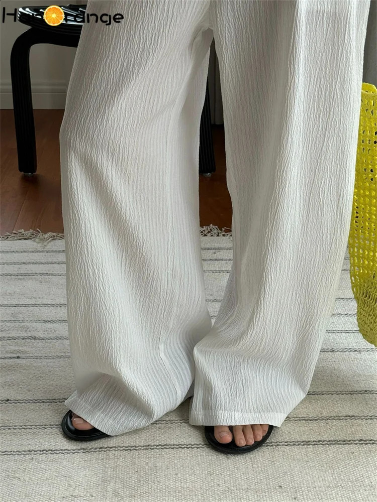 HanOrange Summer Lazy Striped Ice Silk Wide Leg Brushed Pants Womens Cool Comfortable Thin Tight WhiteGreenBlack 240913