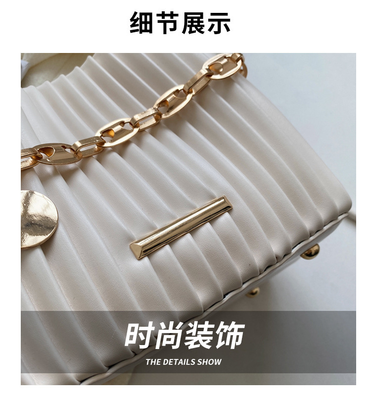 Handheld Pleated Bag Women's Bucket Bag One Shoulder TLXT Crossbody Bag Pleated Leather Crossbody Bucket Purse with Adjustable Strap