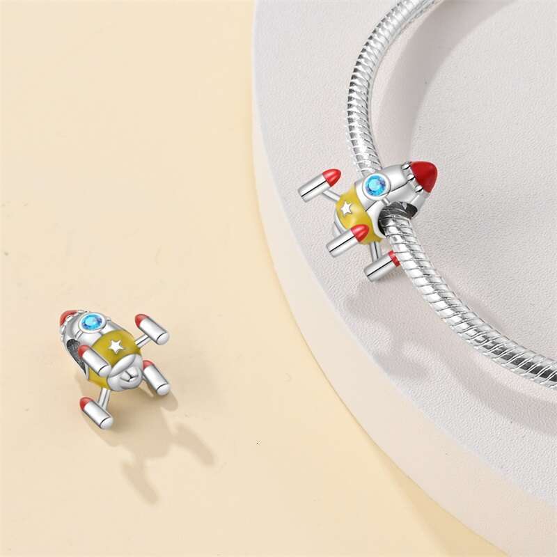 925 Sterling Silver Astronaut Rocket Outer Space Star Charms Beads Fit Original Bracelets Fine DIY Jewelry Gift