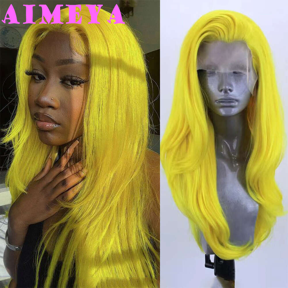 AIMEYA Ombre White To Blue Natural Wave Synthetic Lace Front Wigs For Women Daily Use Cosplay Wig