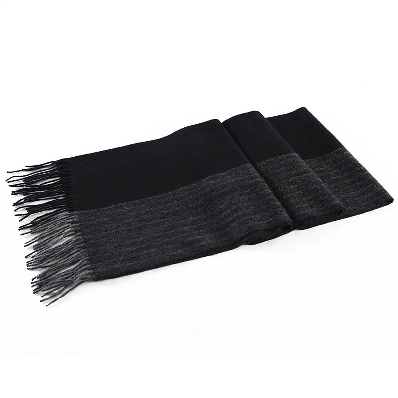 100% Lamb Scarf Strip Solid Plaid Wool Scarf Classical Warm Long Soft Cashmere Winter Scarves for Men Winter Accessories 240909