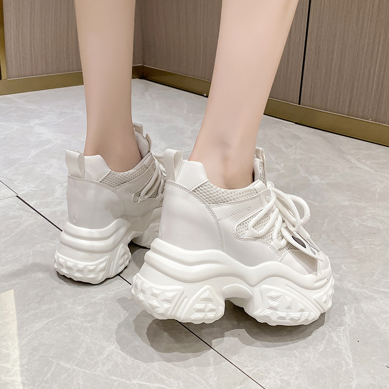 High Platform Shoes Breathable Sports Trainers Casual Thick Bottom Mesh Chunky Sneakers Women atos Mujer 10cm